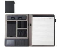 Portfolio Folder Folders Business Conference 1pc Leather Card Folder Holder Organizer Contract Zippered File Multifunctional Stationery(Black)