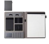 Portfolio Folder Folders Business Conference 1pc Leather Card Folder Holder Organizer Contract Zippered File Multifunctional Stationery(Grey)