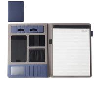 Portfolio Folder Folders Stationery Zippered Multifunctional Folder 1pc Organizer Leather Holder File Contract Conference Business Card(Blue)