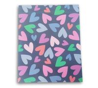 Portfolio Folder for School Two 3-Hole 2-Pocket Folder - 9.5 x 11.5 Inches (Hearts on Navy Blue)