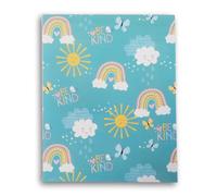 Portfolio Folder for School Two 3-Hole 2-Pocket Folder - 9.5 x 11.5 Inches (Rainbows on Mint Blue)