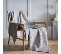 Portfolio Home Aalborg 100% Cotton Textured Throwover Bed Throw Blanket 150 x 200 cm in Grey | Size: 150 cm x 200 cm Portfolio Home Grey 150 cm x 200 cm