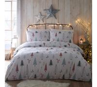Portfolio Home Alpine Forest Festive Trees Multi Double 100% Brushed Cotton Soft Cosy Bed Linen Bedding Duvet Cover Quilt Set With Pillow Cases