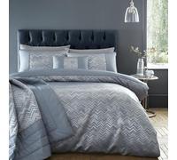 Antibes Chevron Waves Duvet Cover Set Quilt with Pillowcase Portfolio Home Blue Single