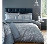 Portfolio Home Antibes Chevron Waves Duvet Cover Set Quilt with Pillowcase in Blue | Size: Double Portfolio Home Blue Double