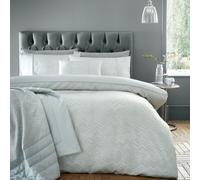 Portfolio Home Antibes Chevron Waves Silver Super King Soft Easy Care Bed Linen Bedding Duvet Cover Quilt Set With Pillow Cases, Silver