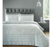 Portfolio Home Antibes Chevron Waves Silver Quilted Throwover Bed Throw Blanket 200 X 230Cm, Silver