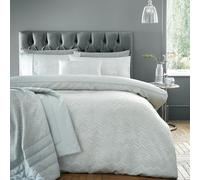 Portfolio Home Antibes Chevron Waves Silver Double Soft Easy Care Bed Linen Bedding Duvet Cover Quilt Set With Pillow Cases, Silver