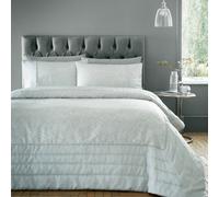 Portfolio Home Antibes Chevron Waves Silver Quilted Throwover Bed Throw Blanket 200 X 230Cm, Silver