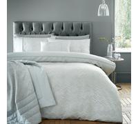 Portfolio Home Antibes Chevron Waves Silver Double Soft Easy Care Bed Linen Bedding Duvet Cover Quilt Set With Pillow Cases, Silver