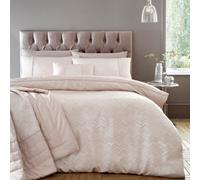 Portfolio Home Antibes Chevron Waves Pink Double Soft Easy Care Bed Linen Bedding Duvet Cover Quilt Set With Pillow Cases