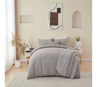 Portfolio Home Bergen Textured Quilted Throwover Bed Throw Over Blanket 200 x 230cm in Silver | Size: 200 cm x 230 cm Portfolio Home Silver 200 cm x 230 cm