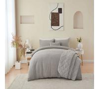 Portfolio Home Bergen Textured Quilted Throwover Bed Throw Over Blanket 200 x 230cm in Silver | Size: 200 cm x 230 cm Portfolio Home Silver 200 cm x 230 cm