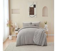 Portfolio Home Bergen Textured Quilted Throwover Bed Throw Over Blanket 200 x 230cm in Silver | Size: 200 cm x 230 cm Portfolio Home Silver 200 cm x 230 cm