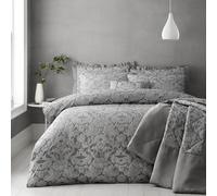 Portfolio Home Blenheim Jacquard Floral Grey Single Soft Easy Care Bed Linen Bedding Duvet Cover Quilt Set With Pillow Case