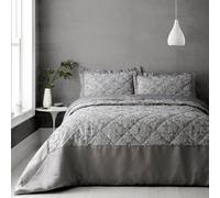 Portfolio Home Blenheim Quilted Bedspread with Pillow Shams Throw Set 254 x 254cm in Grey | Size: 250 cm x 250 cm Portfolio Home Grey 250 cm x 250 cm