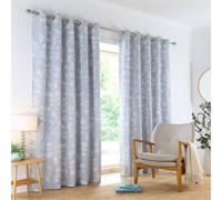 Portfolio Home Boston Botanical Leaf Fully Lined Eyelet Curtain Set 2 Panel Pair in Duck Egg Blue | Size: 168 cm width x 229 cm drop Portfolio Home Duck Egg Blue 168 cm width x 229 cm drop