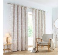 Portfolio Home Boston Botanical Leaf Fully Lined Eyelet Curtain Set 2 Panel Pair in Natural | Size: 168 cm width x 183 cm drop Portfolio Home Natural 168 cm width x 183 cm drop
