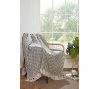 Chester Zig Zag Geometric Throw Over Blanket with Tassels Portfolio Home Brown 228cm x 250cm