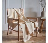 Portfolio Home Copenhagen Knitted Tassels Throwover Bed Throw Blanket 127 x 152cm in Natural | Size: 127 cm x 152 cm Portfolio Home Natural 127 cm x 152 cm