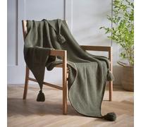 Portfolio Home Copenhagen Knitted Tassels Throwover Bed Throw Blanket 127 x 152cm in Green | Size: 127 cm x 152 cm Portfolio Home Green 127 cm x 152 cm