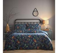 Portfolio Home Dalby Robins Holly Navy Single Soft Easy Care Bed Linen Bedding Duvet Cover Quilt Set With Pillow Case