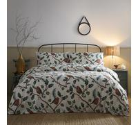 Portfolio Home Dalby Robins Holly White Double Soft Easy Care Bed Linen Bedding Duvet Cover Quilt Set With Pillow Cases