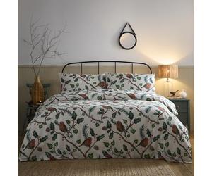 Portfolio Home Dalby Robins Holly White Single Soft Easy Care Bed Linen Bedding Duvet Cover Quilt Set With Pillow Case