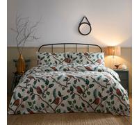 Portfolio Home Dalby Robins Holly White Super King Soft Easy Care Bed Linen Bedding Duvet Cover Quilt Set With Pillow Cases