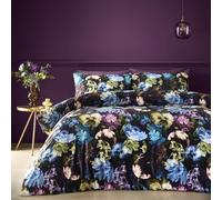 Portfolio Home Elena Floral Black Green Double Soft Easy Care Bed Linen Bedding Duvet Cover Quilt Set With Pillow Cases