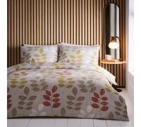 Portfolio Home Floral Leaf Trail Botanical Grey Bedding Duvet Cover Set in Natural | Size: Super King Portfolio Home Natural Super King