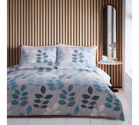 Portfolio Home Floral Leaf Trail Botanical Grey Bedding Duvet Cover Set in Teal | Size: King Portfolio Home Teal King
