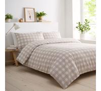 Gingham Check Bedding Duvet Cover Quilt Set with Pillowcase Portfolio Home Brown Super King