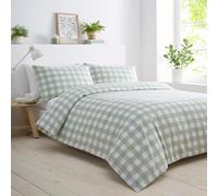 Portfolio Home Gingham Check Bedding Duvet Cover Quilt Set with Pillowcase in Green | Size: King Portfolio Home Green King