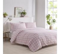 Portfolio Home Gingham Check Pink Double Soft Easy Care Bed Linen Bedding Duvet Cover Quilt Set With Pillow Cases