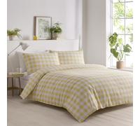 Portfolio Home Gingham Check Yellow King Soft Easy Care Bed Linen Bedding Duvet Cover Quilt Set With Pillow Cases
