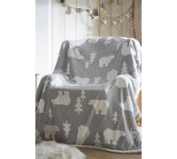Portfolio Home Grey Polar Bear Sherpa Fleece Throw - Grey