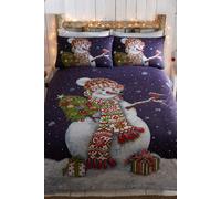 Portfolio Home Happy Snowman Duvet Cover & Pillowcases in Blue | Size: Super King Portfolio Home Blue Super King