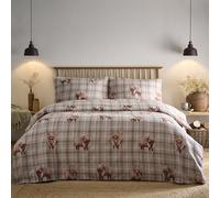 Portfolio Home Highland Cow Tartan Plaid Natural Single Soft Easy Care Bed Linen Bedding Duvet Cover Quilt Set With Pillow Case