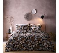 Portfolio Home Jephson Botanical Floral Black Super King Soft Easy Care Bed Linen Bedding Duvet Cover Quilt Set With Pillow Cases