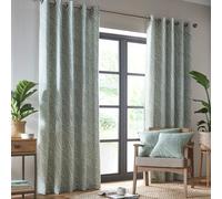 Portfolio Home Madison Botanical Leaves Fully Lined Eyelet Curtain Set in Green | Size: 168 cm width x 183 cm drop Portfolio Home Green 168 cm width x 183 cm drop