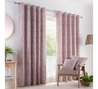 Portfolio Home Madison Botanical Leaves Mauve 66" Width X 72" Drop (168 X 183Cm) Fully Lined Eyelet Curtain Set 2 Panels, Purple