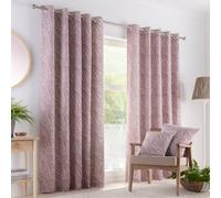 Portfolio Home Madison Botanical Leaves Mauve 66" Width X 54" Drop (168 X 137Cm) Fully Lined Eyelet Curtain Set 2 Panels, Purple