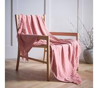 Portfolio Home Malmo Textured Tassels Chenille Throwover Throw Blanket 127 x 152 cm in Pink | Size: 127 cm x 152 cm Portfolio Home Pink 127 cm x 152 cm