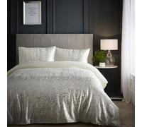 Portfolio Home Marseilles Printed Velvet Metallic Abstract Oyster Double Soft Easy Care Bed Linen Bedding Duvet Cover Quilt Set With Pillow Cases, Cream