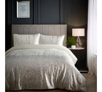 Portfolio Home Marseilles Printed Velvet Metallic Abstract Oyster Super King Soft Easy Care Bed Linen Bedding Duvet Cover Quilt Set With Pillow Cases, Cream