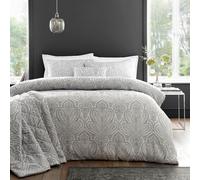 Portfolio Home Montpellier Duvet Cover Set Quilt Bedding Pillowcase in Silver | Size: Super King Portfolio Home Silver Super King