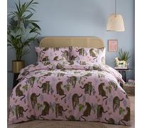 Portfolio Home Night Jaguar Animal Print Pink King Soft Easy Care Bed Linen Bedding Duvet Cover Quilt Set With Pillow Cases