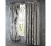 Portfolio Home Oak Tree Silver Pair of Pencil Pleat Lined Curtains Natural