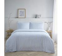 Portfolio Home Pencil Stripe Geometric Blue Super King Soft Easy Care Bed Linen Bedding Duvet Cover Quilt Set With Pillow Cases